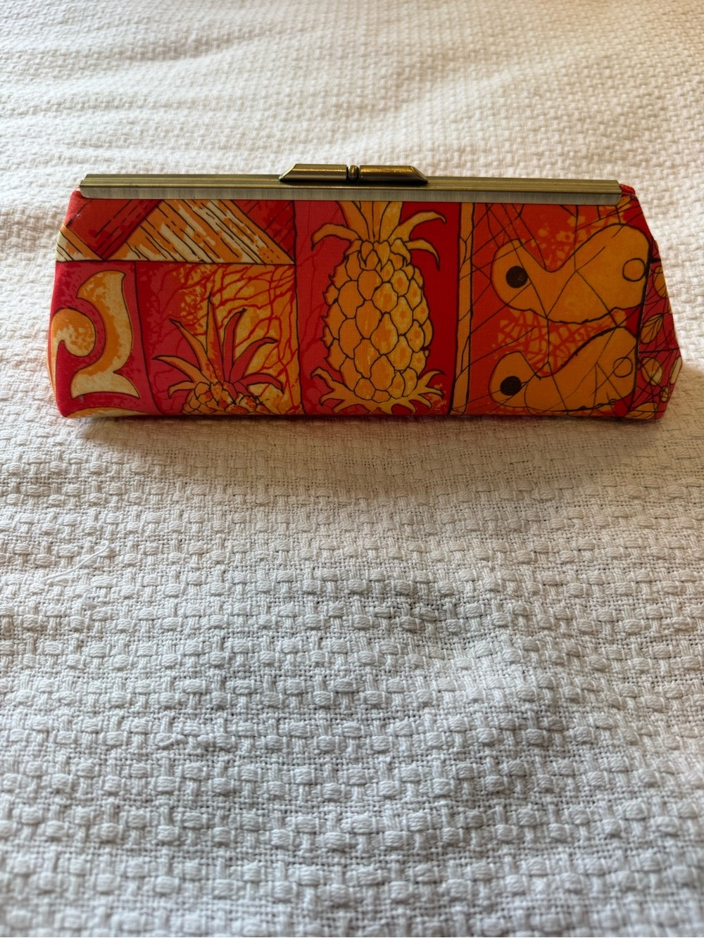 Bright Pineapple Print Clutch - Orange & Yellow
